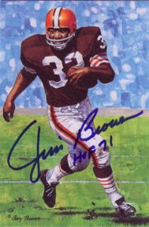 Jim Brown Autographed Cleveland Browns Goal Line Art