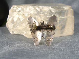 Vtg Mexican Sterling Silver Butterfly Brooch Signed FM