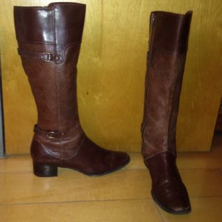 Joan and David Circa Brown Leather Boots w 2 inch Heel Sz 8