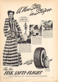 Joan Leslie for Fisk Safti Flight Tires Ad 1941