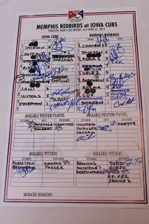 ANTHONY RIZZO BRETT JACKSON JOSH VITTERS GAME USED AUTOGRAPHED LINE UP
