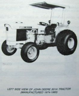 John Deere 301A Tractor Loader Parts Catalog Manual JD Book 301 A