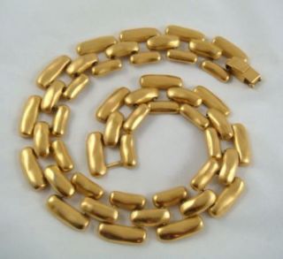 Vintage Anne Klein Chunky Gold Brass Tone Link Collar Necklace Lion