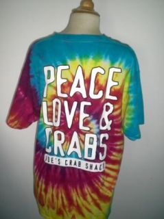 Excellent Joes Crab Shack Tie Dye Peace Sign Short Sleeve Cotton T