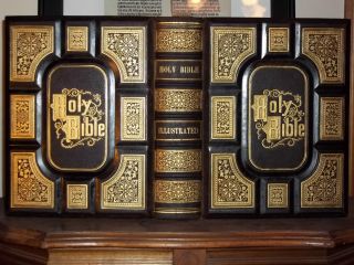 1870 Cassells Illustrated Family Bible RARE Antique Display Huge