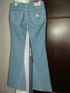 True Religion Blue Twisted Seam Joey Big T Corduroy Pants 26 Authentic