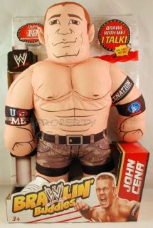 JOHN CENA WWE Brawlin Brawling Buddies Talking Toy Pillow Doll Mattel