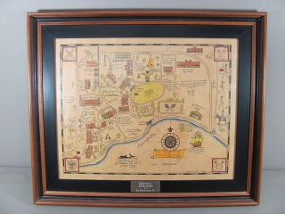 Framed Map of Culver Military Academy Charted by Edw T Payson 1922