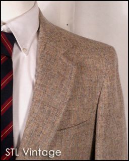 Vtg 70s John Alexander Tan Beige Multi Color Fleck Tweed Sportcoat