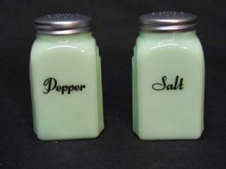 Jadeite Arch Glass Salt Pepper Shakers