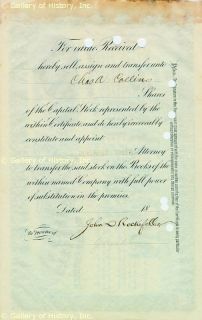 John D Rockefeller SR Stock Certificate Endorsed 07 01 1891