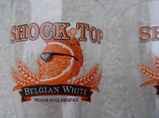 Set of 2 Shock Top Belgian White Ale Beer Pint Glasses Tall 16 oz EXC