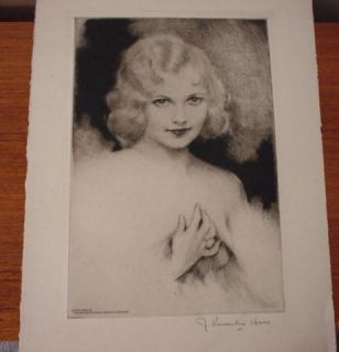 John Knowles Hare Etching Art Deco Lady Texas Pacific Coal and Oil Co