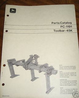 John Deere 45K Toolbar Parts Manual Book Catalog