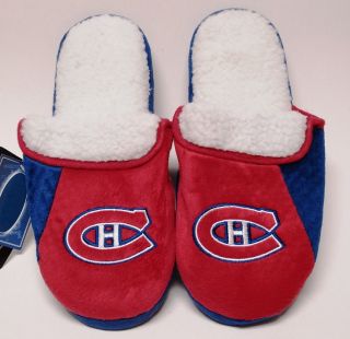 NHLMONTREAL CANADIENS COLOR BLOCKED MENS SHERPA LINED SLIPPERS