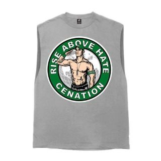 John Cena Rise Above Hate Cut Off Sleeveless WWE Authentic Official T Shirt New  