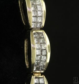 14k Gold High Fashion 5 95ct Invisible Set Princess Diamond Link Bracelet  