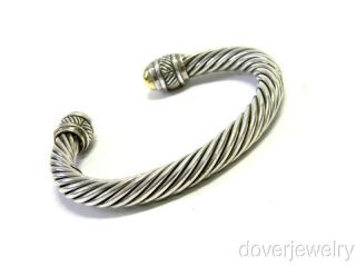 Designer John Hardy 18K Gold Sterling Silver Cuff Cable Bangle Bracelet  