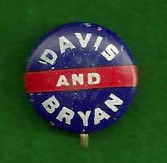 John w Davis Bryan Political Campaign Pinback Button 1924 Democrat Coolidge  
