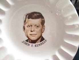 Vintage John F Kennedy Ashtray w Partial Gold Sticker Ask Not Quote  