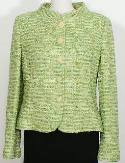 NWT ST JOHN Key Lime Multi Tweed Knit Jacket 10  