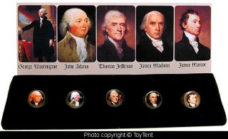Founding Fathers charm rings display Our First 5 Presidents  