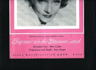 Vintage MARLENE DIETRICH Where Have All The Flowers Gone German Music 1962  