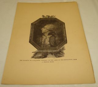 1876 Antique Print MARQUIS DE LAFAYETTE REVOLUTIONARY WAR  