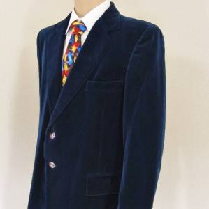 45 R 44 John Peel Solid Navy Blue Velvet Mens 2 Btn Jacket Sport Coat Blazer  