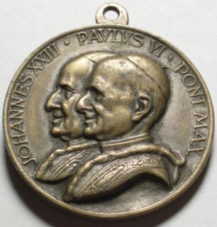 1963 ITALY St Christopher HIGH RELIEF Pendant Medal POPES JOHN XXIII PAUL VI  