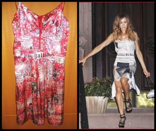 $745 Galliano 4 Christian Dior Pink Silk Gazette Newsprint Dress Size It 46 10  