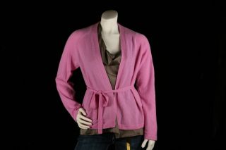 Womens John Patrick Pink Cashmere Sweater Cardigan Sz L  