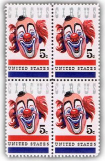 Circus Clown on Postage Stamps from 1966  