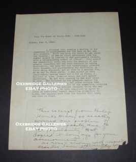 John Sargent Harry Houdini Magic Signed Letter Philip Hone Original Vintage  