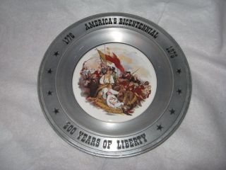 Sebring Ohio Pewter Bicentennial Plate w John Trumbull Painting  