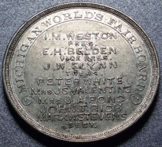 1892 93 Michigan Building World's Columbian Exposition So Called Dollar or Medal  