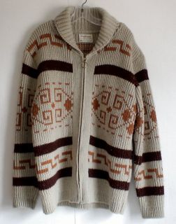PENDLETON Wool Cardigan Sz L Zip Big Lebowski Sweater Cowichan 70s Vtg  