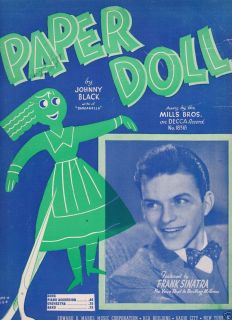 Paper Doll by Johnny Black Sheet Music John Stewart Black 1942  