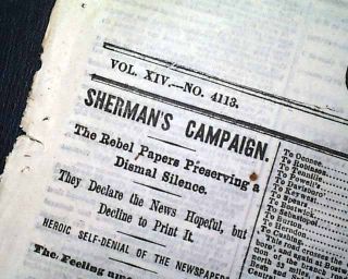 John Wilkes Booth Review Civil War 1864 Old Newspaper  
