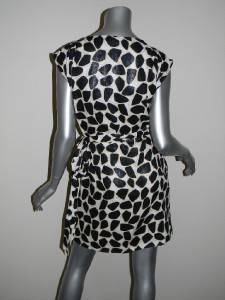 Diane von Furstenberg MAIA Classic Linen Wrap Dress Black White Beige Sz M  