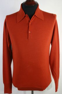 NWT New John Smedley Merino Wool Polo Sweater S Burnt Orange England  
