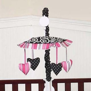 Sweet JoJo Designs Musical Mobile for Pink Black Madison Baby Crib Bedding Set  