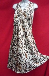 Lane Bryant Busty Animal Print Satiny 100 Silk Dress Size 22 22W 3X Plus  