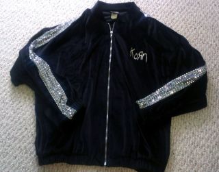Men's Korn Soft Jonathan Davis Track Jacket with Silver Sequins Size L  