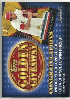 Johnny Bench 2012 Topps Series 2 Golden Giveaway Unused Code Card  