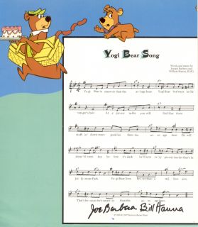 Hanna Barbera Yogi Bear Song Autographed  