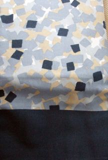Cotton Fabric Blue Grey Beige White Mosaic Pattern Dot Shower Curtain New  