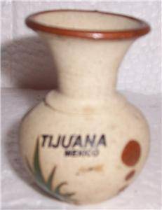 Miniature Tonala Mexico Native Latino Pottery Vase Signed Tijuana Mexico  