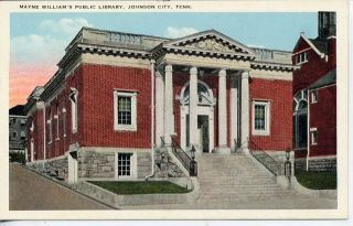 Vintage Postcard Johnson City Tennessee Mayne Library  