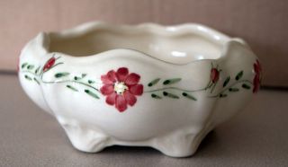 Cherokee China Co Jonesboro Tenn Bowl or Planter Perfect Condition Red Floral  